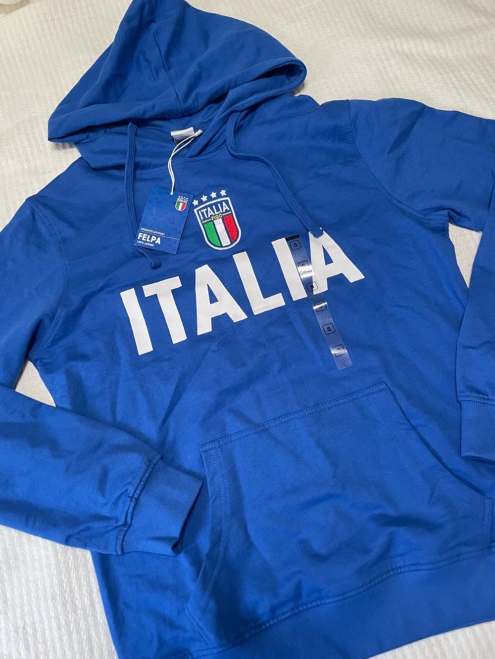 NWT Italia Italy Classic Cotton Hoodie Men's S rugby futbal sports